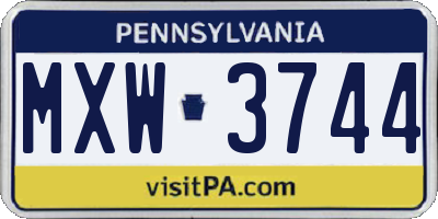 PA license plate MXW3744