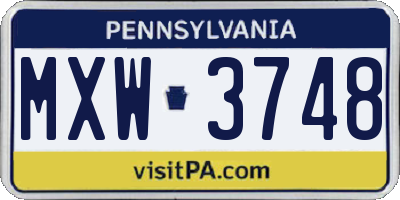PA license plate MXW3748