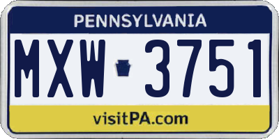 PA license plate MXW3751