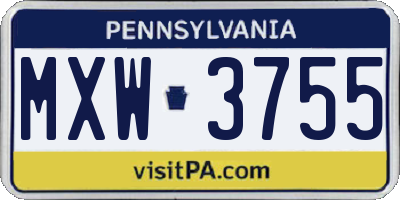 PA license plate MXW3755