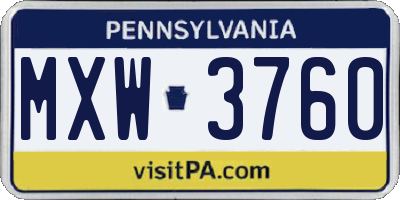 PA license plate MXW3760