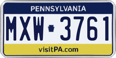 PA license plate MXW3761