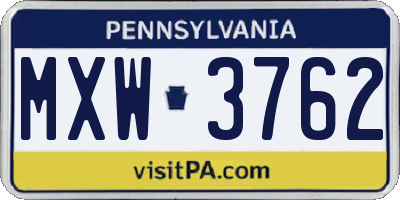 PA license plate MXW3762