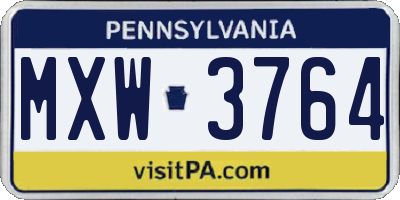 PA license plate MXW3764