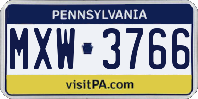 PA license plate MXW3766