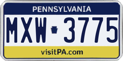 PA license plate MXW3775