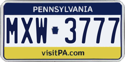 PA license plate MXW3777