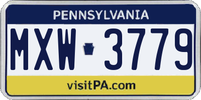 PA license plate MXW3779