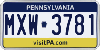 PA license plate MXW3781