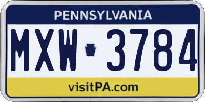 PA license plate MXW3784