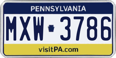 PA license plate MXW3786