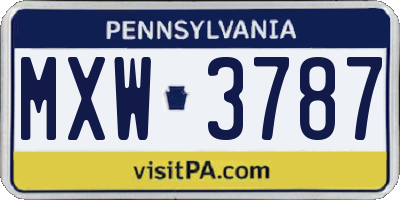 PA license plate MXW3787