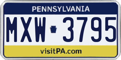 PA license plate MXW3795