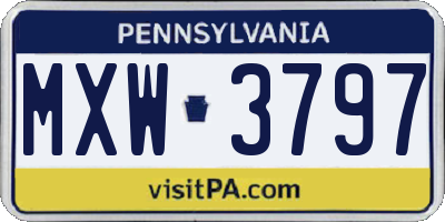 PA license plate MXW3797