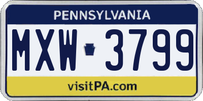 PA license plate MXW3799