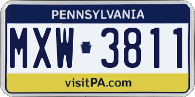 PA license plate MXW3811