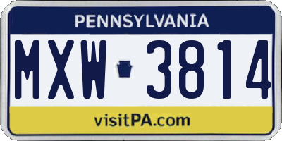 PA license plate MXW3814