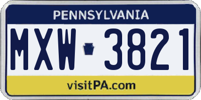 PA license plate MXW3821