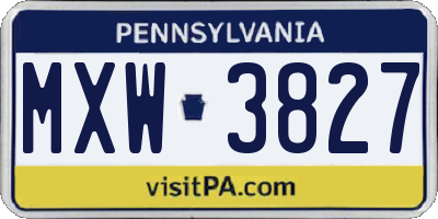 PA license plate MXW3827