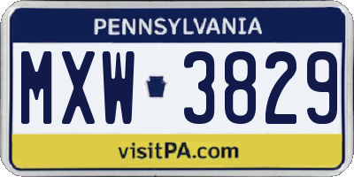 PA license plate MXW3829
