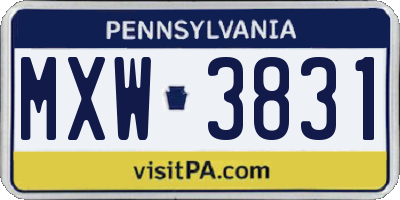 PA license plate MXW3831