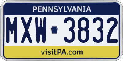 PA license plate MXW3832
