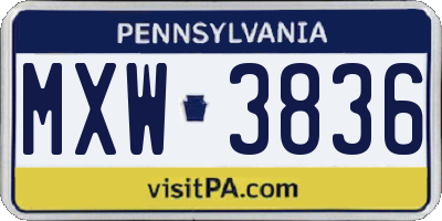 PA license plate MXW3836