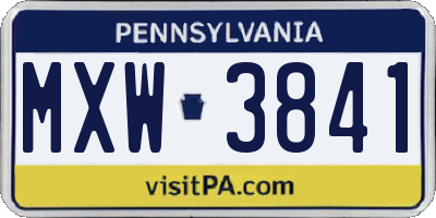 PA license plate MXW3841