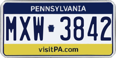 PA license plate MXW3842