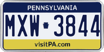 PA license plate MXW3844