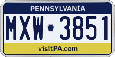PA license plate MXW3851
