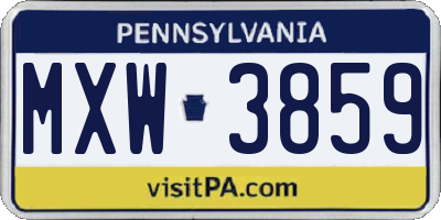 PA license plate MXW3859