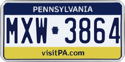 PA license plate MXW3864