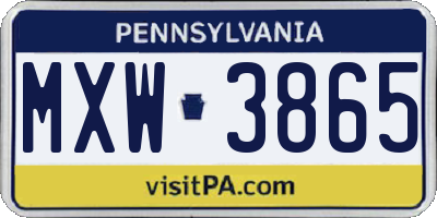 PA license plate MXW3865