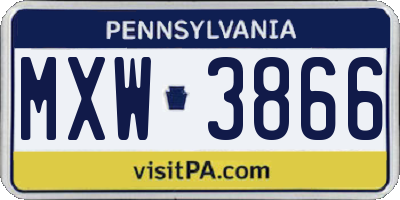 PA license plate MXW3866