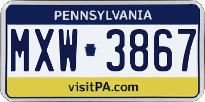 PA license plate MXW3867