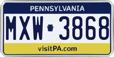 PA license plate MXW3868