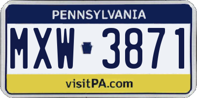 PA license plate MXW3871