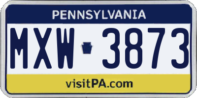PA license plate MXW3873