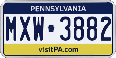 PA license plate MXW3882