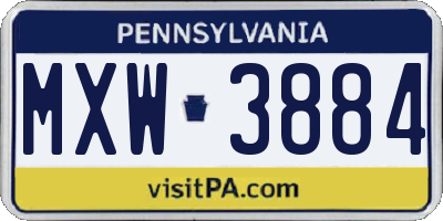 PA license plate MXW3884
