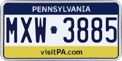 PA license plate MXW3885
