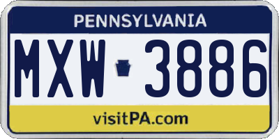 PA license plate MXW3886