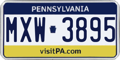 PA license plate MXW3895