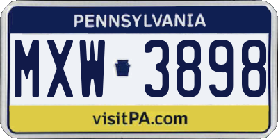 PA license plate MXW3898