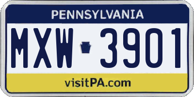PA license plate MXW3901