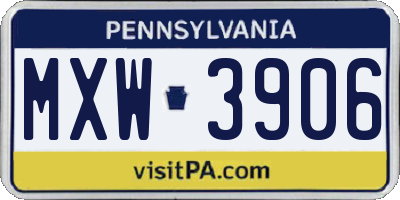 PA license plate MXW3906