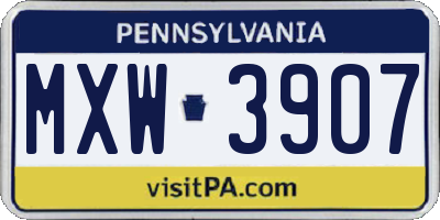 PA license plate MXW3907