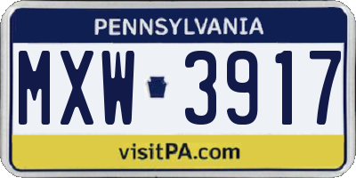 PA license plate MXW3917