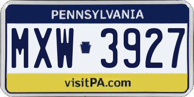 PA license plate MXW3927